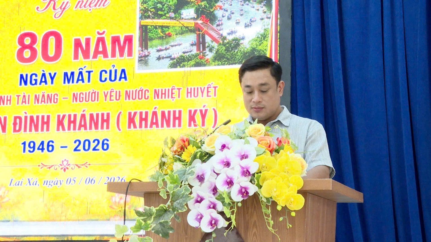 Đồng chí Trần Văn Nghĩa-Phó Bí thư Thường trực Đảng ủy xã dự lễ kỷ niệm 80 năm ngày mất cụ Nguyễn Đình Khánh, Tổ nghề nhiếp ảnh Lai Xá- Ảnh 1.