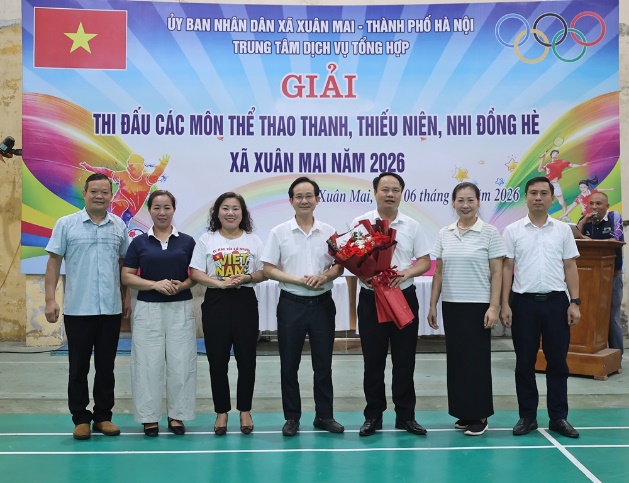 Trung tâm Dịch vụ tổng hợp xã Xuân Mai tổ chức Lễ khai mạc và giải thi đấu các môn thể thao thanh, thiếu niên nhi đồng hè năm 2026- Ảnh 1.