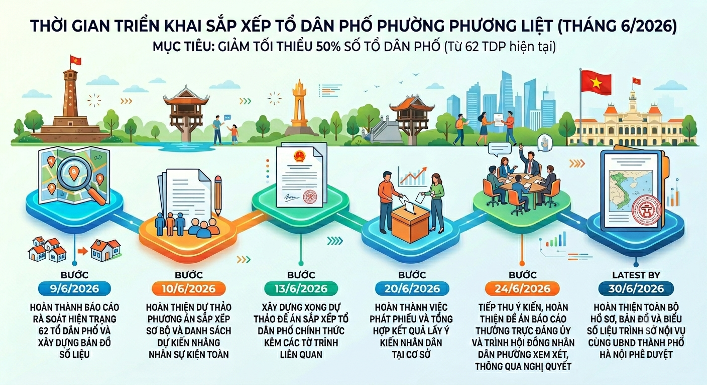 Phường Phương Liệt: Triển khai kế hoạch sắp xếp, giảm tối thiểu 50% số tổ dân phố trong tháng 6/2026- Ảnh 1.