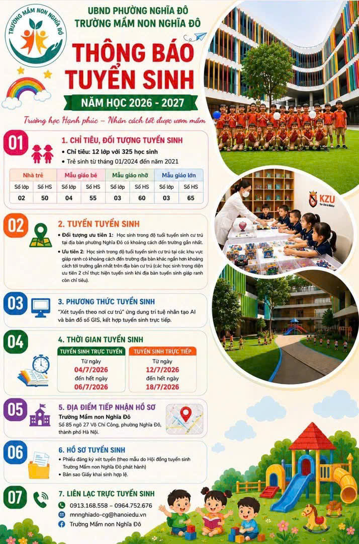 THÔNG BÁO CÔNG TÁC TUYỂN SINH NĂM HỌC 2026 – 2027 TRÊN ĐỊA BÀN PHƯỜNG NGHĨA ĐÔ- Ảnh 8.