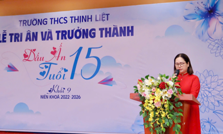 TRƯỜNG THCS THỊNH LIỆT TRANG TRỌNG TỔ CHỨC 
LỄ TRI ÂN VÀ TRƯỞNG THÀNH CHO HỌC SINH KHỐI 9- Ảnh 3.