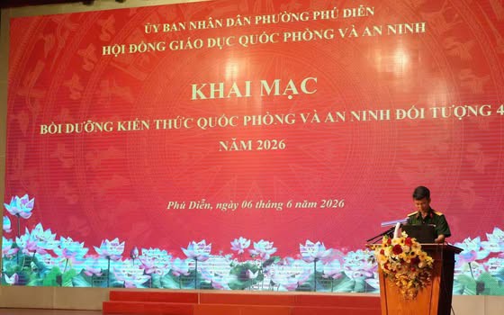 Phường Phú Diễn khai mạc Lớp bồi dưỡng kiến thức quốc phòng và an ninh đối tượng 4 năm 2026