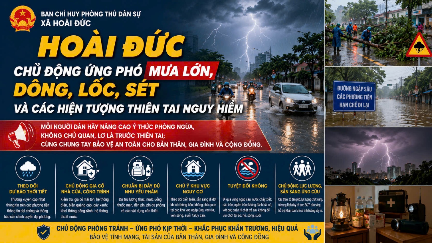 Hoài Đức chủ động ứng phó mưa lớn, dông, lốc, sét và các hiện tượng thiên tai nguy hiểm- Ảnh 1.