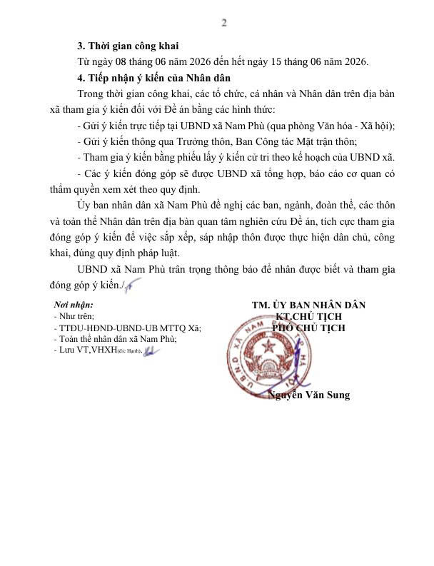 Thông báo số 395/TB-UBND ngày 09/5/2026 của UBND xã Nam Phù- Ảnh 2.