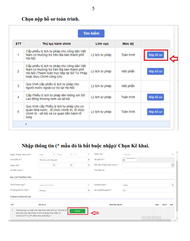 Hướng dẫn thực hiện thủ tục cấp Phiếu lý lịch tư pháp trực tuyến toàn trình qua hệ thống thông tin giải quyết thủ tục hành chính thành phố Hà Nội- Ảnh 5.