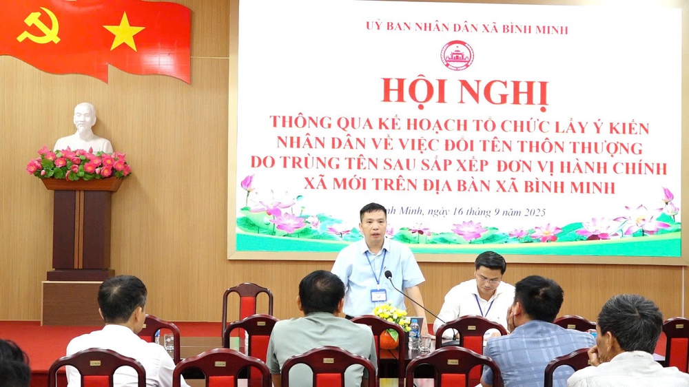 UBND XÃ TỔ CHỨC HỘI NGHỊ THÔNG QUA KẾ HOẠCH, LẤY Ý KIẾN NHÂN DÂN VỀ VIỆC ĐỔI TÊN THÔN THƯỢNG SAU KHI THỰC HIỆN SẮP XẾP ĐƠN VỊ HÀNH CHÍNH XÃ BÌNH MINH- Ảnh 8.