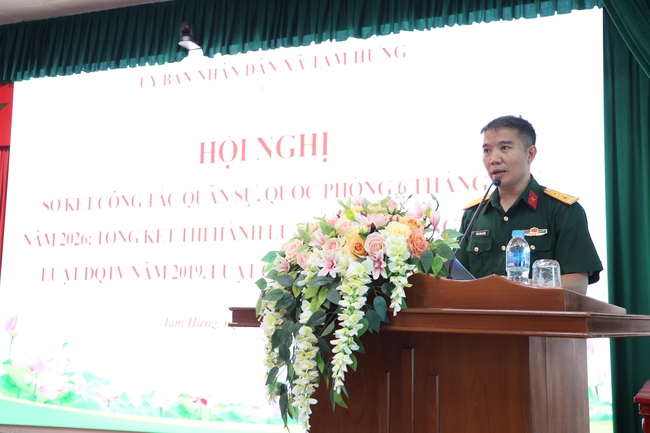 Xã Tam Hưng sơ kết công tác quân sự, quốc phòng 6 tháng đầu năm 2026; tổng kết thi hành các luật về quốc phòng, dân quân tự vệ và giáo dục quốc phòng, an ninh- Ảnh 3.