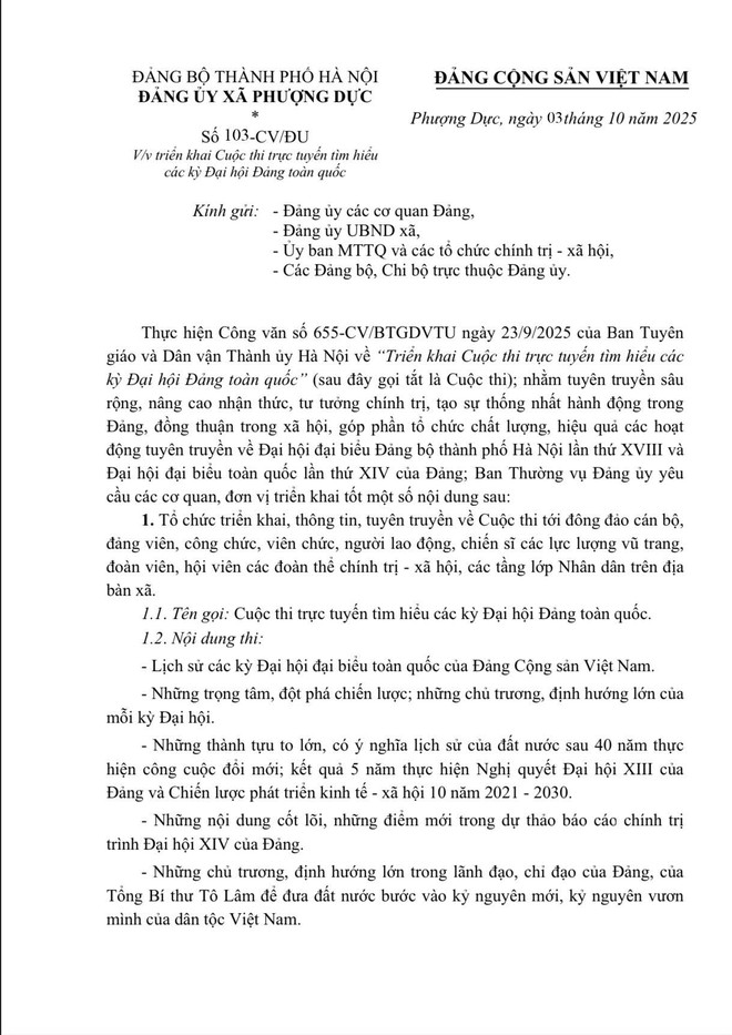 HƯỚNG ỨNG THAM GIA CUỘC THI TRỰC TUYẾN TÌM HIỂU CÁC KỲ ĐẠI HỘI ĐẢNG TOÀN QUỐC- Ảnh 1.