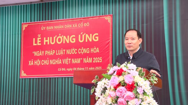 UBND XÃ CỔ ĐÔ TỔ CHỨC LỄ PHÁT ĐỘNG HƯỞNG ỨNG “NGÀY PHÁP LUẬT NƯỚC CỘNG HÒA XÃ HỘI CHỦ NGHĨA VIỆT NAM” NĂM 2025- Ảnh 2.