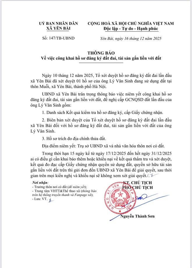 UBND xã Yên Bài công khai hồ sơ đăng ký đất đai, tài sản gắn liên trên đất- Ảnh 1.