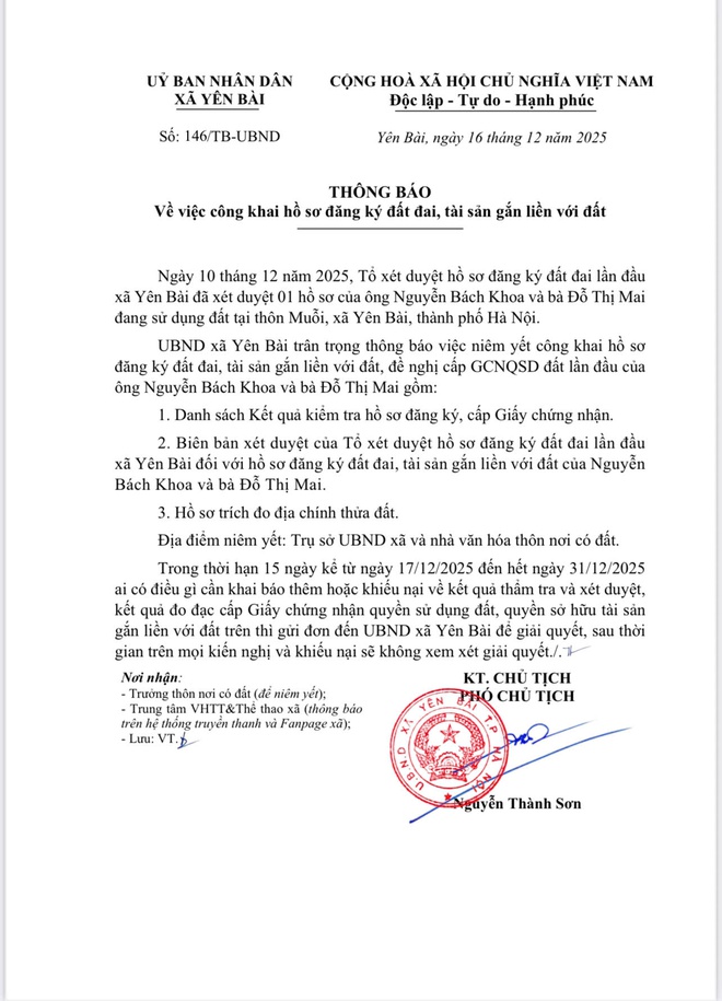 UBND xã Yên Bài công khai hồ sơ đăng ký đất đai, tài sản gắn liên trên đất- Ảnh 3.