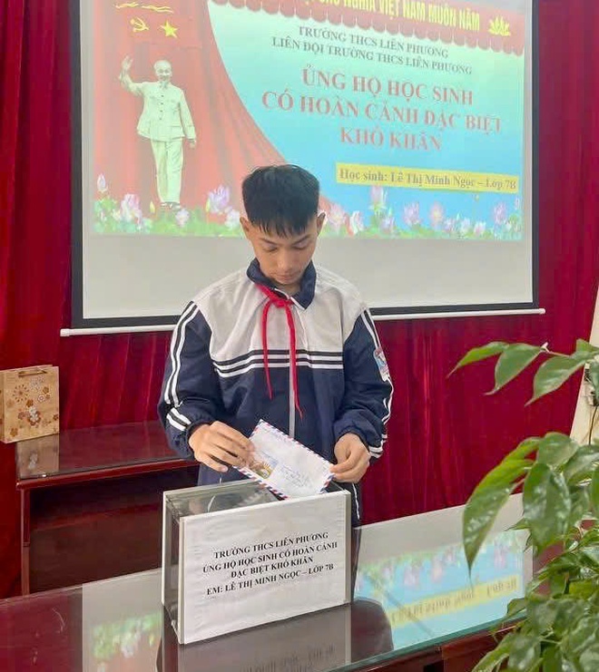 Trường THCS Liên Phương, xã Hồng Vân ủng hộ học sinh có hoàn cảnh đặc biệt khó khăn- Ảnh 1.