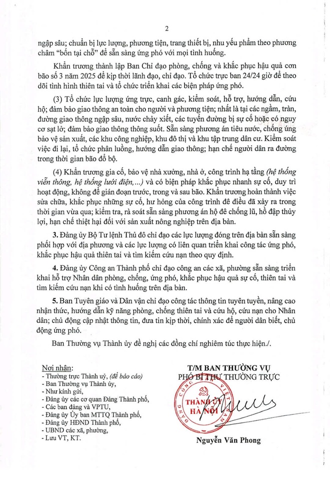 THÀNH ỦY HÀ NỘI CHỈ ĐẠO CHỦ ĐỘNG ỨNG PHÓ VỚI CƠN BÃO SỐ 3 NĂM 2025 TRÊN ĐỊA BÀN THÀNH PHỐ- Ảnh 2.