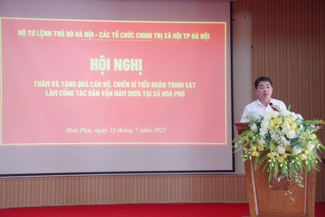 BỘ TƯ LỆNH THỦ ĐÔ HÀ NỘI THĂM VÀ TẶNG QUÀ TIỂU ĐOÀN TRINH SÁT THỰC HIỆN NHIỆM VỤ HÀNH QUÂN DÃ NGOẠI LÀM CÔNG TÁC DÂN VẬN NĂM 2025.- Ảnh 1.