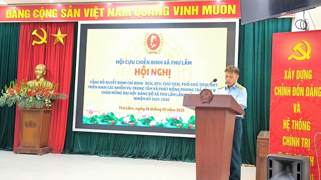 HỘI CỰU CHIẾN BINH XÃ THƯ LÂM TỔ CHỨC HỘI NGHỊ CÔNG BỐ QUYẾT ĐỊNH CHỈ ĐỊNH CÁC CHỨC DANH CHỦ CHỐT VÀ PHÁT ĐỘNG PHONG TRÀO THI ĐUA CHÀO MỪNG ĐẠI HỘI ĐẠI BIỂU ĐẢNG BỘ XÃ THƯ LÂM LẦN THỨ I, NHIỆM KỲ 2025-2030.- Ảnh 9.