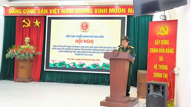 HỘI CỰU CHIẾN BINH XÃ THƯ LÂM TỔ CHỨC HỘI NGHỊ CÔNG BỐ QUYẾT ĐỊNH CHỈ ĐỊNH CÁC CHỨC DANH CHỦ CHỐT VÀ PHÁT ĐỘNG PHONG TRÀO THI ĐUA CHÀO MỪNG ĐẠI HỘI ĐẠI BIỂU ĐẢNG BỘ XÃ THƯ LÂM LẦN THỨ I, NHIỆM KỲ 2025-2030.- Ảnh 10.