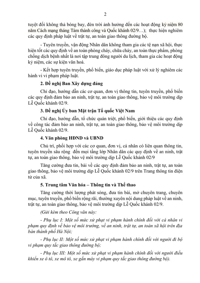 THÔNG BÁO VỀ VIỆC TĂNG CƯỜNG TUYÊN TRUYỀN PHÁP LUẬT VỀ CÔNG TÁC ĐẢM BẢO AN NINH, TRẬT TỰ, AN TOÀN GIAO THÔNG, BẢO VỆ MÔI TRƯỜNG DỊP LỄ QUỐC KHÁNH 02/9.- Ảnh 2.