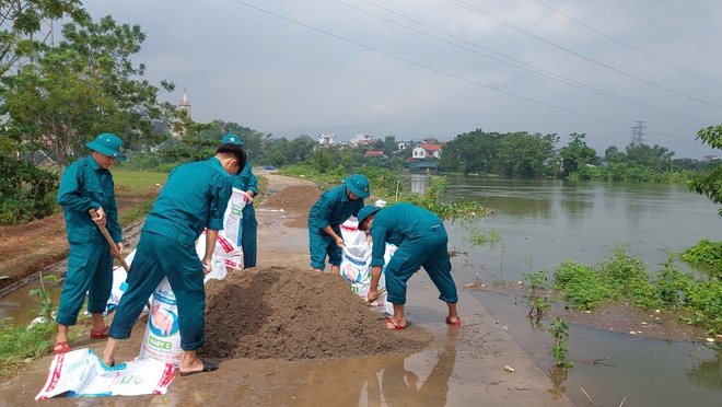 Xã Phú Nghĩa huy động lực lượng Dân quân tự vệ đắp chống tràn tuyến đê Bối tả Tích qua địa bàn thôn Quyết Hạ- Ảnh 5.