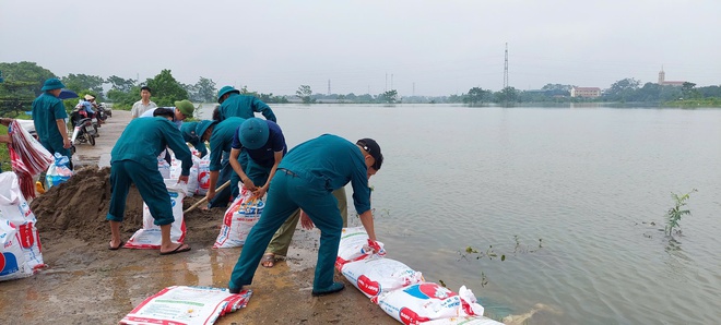 Xã Phú Nghĩa huy động lực lượng Dân quân tự vệ đắp chống tràn tuyến đê Bối tả Tích qua địa bàn thôn Quyết Hạ- Ảnh 3.