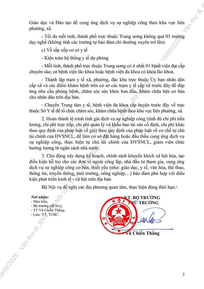 Công văn số 8150/BNV-TCBC của Bộ Nội vụ định hướng sắp xếp đơn vị sự nghiệp; cơ sở giáo dục đào tạo, cơ sở y tế- Ảnh 2.