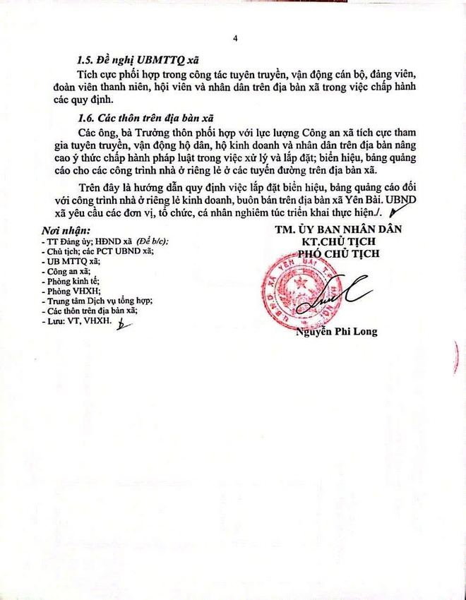 UBND xã Yên Bài hướng dẫn về việc lắp biển hiệu, bảng quảng cáo cho các công trình nhà ở riêng lẻ kết hợp kinh doanh, buôn bán trên địa bàn xã.- Ảnh 4.