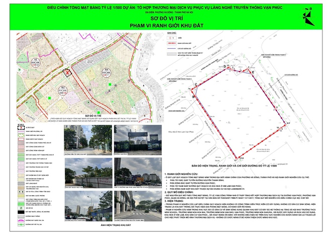 Niêm yết, công khai Đồ án điều chỉnh quy hoạch tổng mặt bằng, tỷ lệ 1/500, Dự án:
 Tổ hợp thương mại dịch vụ phục vụ làng nghề truyền thống Vạn Phúc, phường Hà Đông, Hà Nội- Ảnh 4.