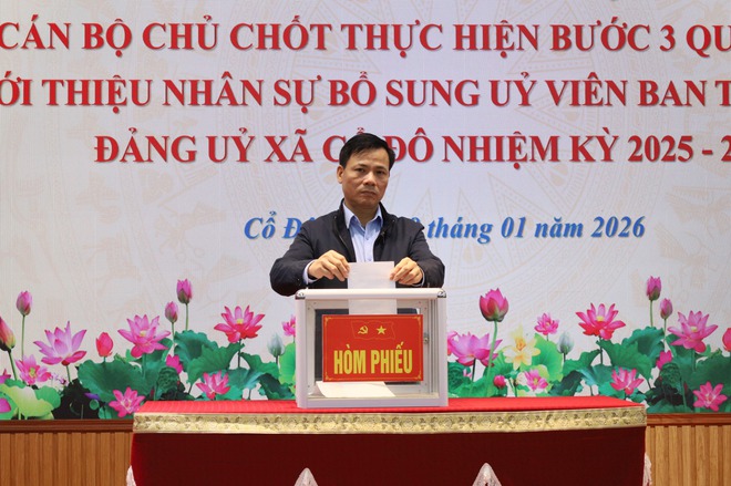 Đảng ủy xã Cổ Đô tổ chức hội nghị cán bộ chủ chốt thực hiện bước 3 quy trình giới thiệu nhân sự bổ sung Ủy viên Ban Thường vụ Đảng ủy xã Cổ Đô, nhiệm kỳ 2025-2030.- Ảnh 3.