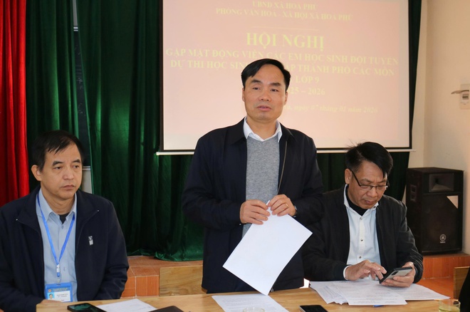 UBND xã Hoà Phú gặp mặt, động viên đội tuyển học sinh giỏi lớp 9 dự thi cấp Thành phố- Ảnh 1.