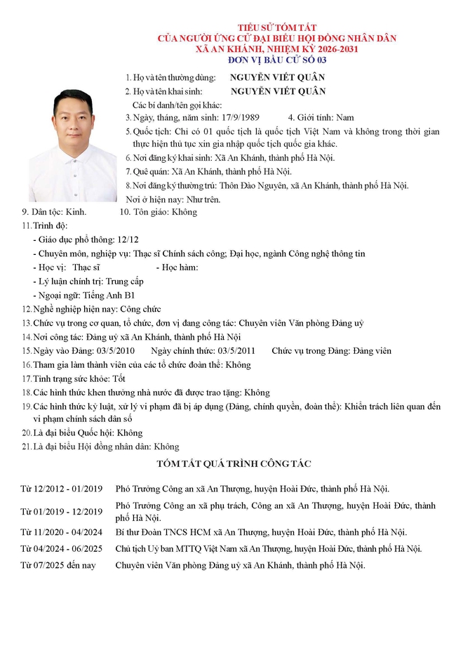 Danh sách người ứng cử Đại biểu Hội đồng Nhân dân xã An Khánh nhiệm kỳ 2026 - 2031 tại Đơn vị bầu cử số 3- Ảnh 6.