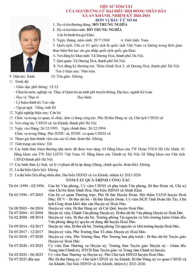 Danh sách người ứng cử Đại biểu Hội đồng Nhân dân xã An Khánh nhiệm kỳ 2026 - 2031 tại Đơn vị bầu cử số 4- Ảnh 4.