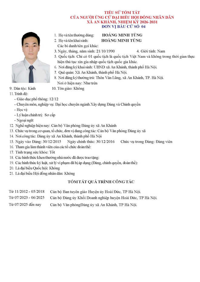 Danh sách người ứng cử Đại biểu Hội đồng Nhân dân xã An Khánh nhiệm kỳ 2026 - 2031 tại Đơn vị bầu cử số 4- Ảnh 6.