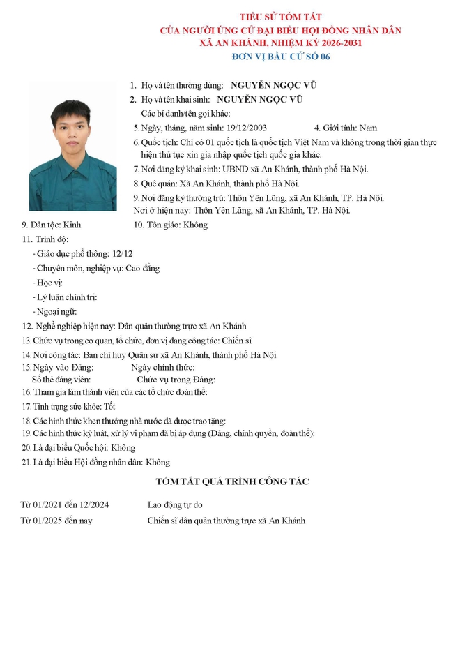 Danh sách người ứng cử Đại biểu Hội đồng Nhân dân xã An Khánh nhiệm kỳ 2026 - 2031 tại Đơn vị bầu cử số 6- Ảnh 6.