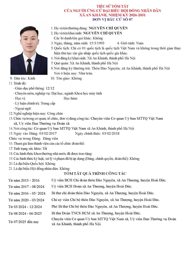 Danh sách người ứng cử Đại biểu Hội đồng Nhân dân xã An Khánh nhiệm kỳ 2026 - 2031 tại Đơn vị bầu cử số 7- Ảnh 5.