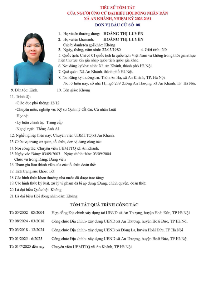 Danh sách người ứng cử Đại biểu Hội đồng Nhân dân xã An Khánh nhiệm kỳ 2026 - 2031 tại Đơn vị bầu cử số 8- Ảnh 5.