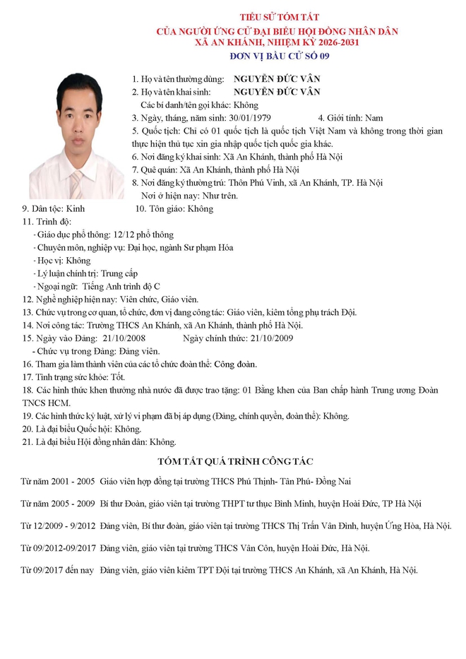 Danh sách người ứng cử Đại biểu Hội đồng Nhân dân xã An Khánh nhiệm kỳ 2026 - 2031 tại Đơn vị bầu cử số 9- Ảnh 3.