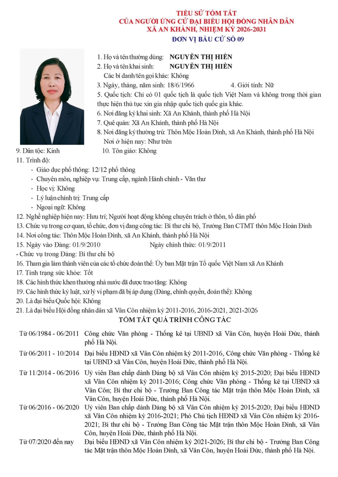Danh sách người ứng cử Đại biểu Hội đồng Nhân dân xã An Khánh nhiệm kỳ 2026 - 2031 tại Đơn vị bầu cử số 9- Ảnh 5.