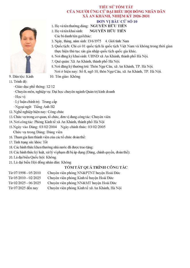 Danh sách người ứng cử Đại biểu Hội đồng Nhân dân xã An Khánh nhiệm kỳ 2026 - 2031 tại Đơn vị bầu cử số 10- Ảnh 5.