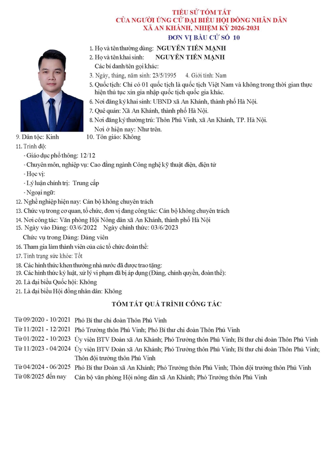 Danh sách người ứng cử Đại biểu Hội đồng Nhân dân xã An Khánh nhiệm kỳ 2026 - 2031 tại Đơn vị bầu cử số 10- Ảnh 3.