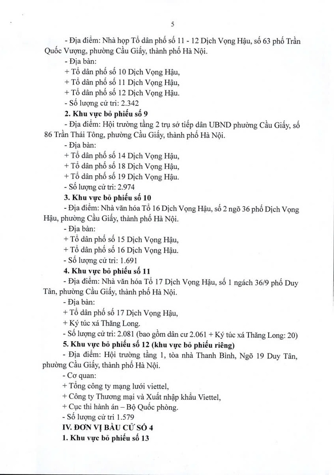 Phường Cầu Giấy: Thông tin về các khu vực bỏ phiếu, niêm yết danh sách cử tri và địa điểm niêm yết danh sách cử tri bầu cử đại biểu Quốc hội khóa XVI và đại biểu HĐND các cấp nhiệm kỳ 2026 - 2031- Ảnh 5.