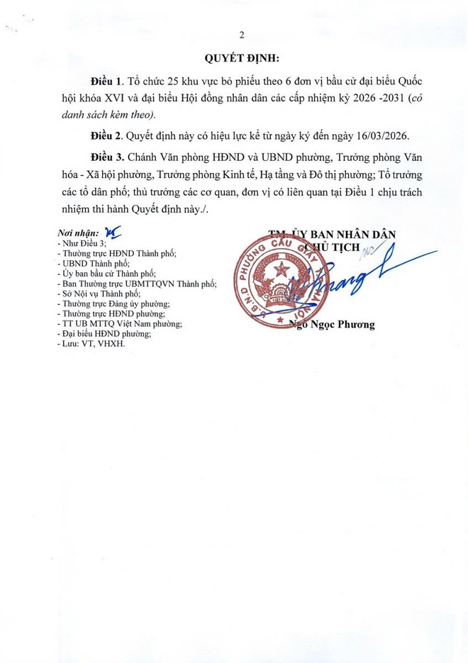 Phường Cầu Giấy: Thông tin về các khu vực bỏ phiếu, niêm yết danh sách cử tri và địa điểm niêm yết danh sách cử tri bầu cử đại biểu Quốc hội khóa XVI và đại biểu HĐND các cấp nhiệm kỳ 2026 - 2031- Ảnh 2.