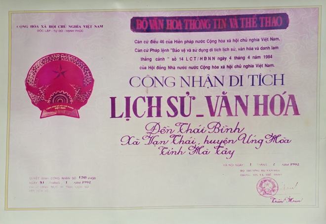 CỤM DI TÍCH ĐỀN ĐỨC THÁNH CẢ, ĐÌNH TRUNG, ĐỀN HẠ, CHÙA THÔN THÁI BÌNH, XÃ HÒA XÁ- Ảnh 14.