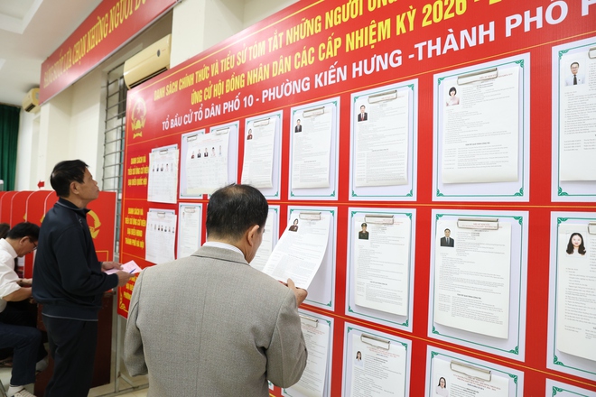 Nhiều khu vực bỏ phiếu phường Kiến Hưng đạt 100% cử tri đi bầu cử- Ảnh 5.