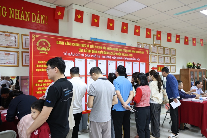 Nhiều khu vực bỏ phiếu phường Kiến Hưng đạt 100% cử tri đi bầu cử- Ảnh 12.