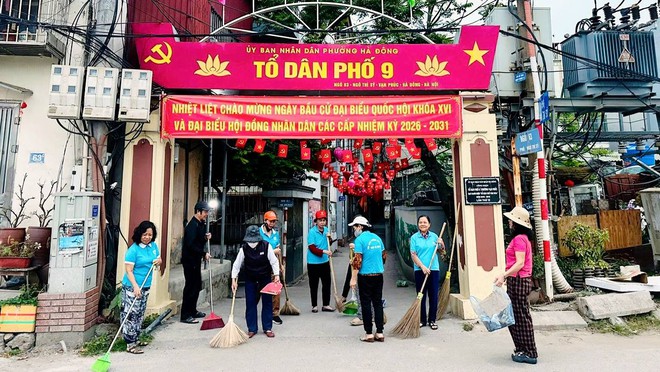 Phường Hà Đông: Đồng loạt tổng vệ sinh môi trường chào mừng ngày bầu cử- Ảnh 3.