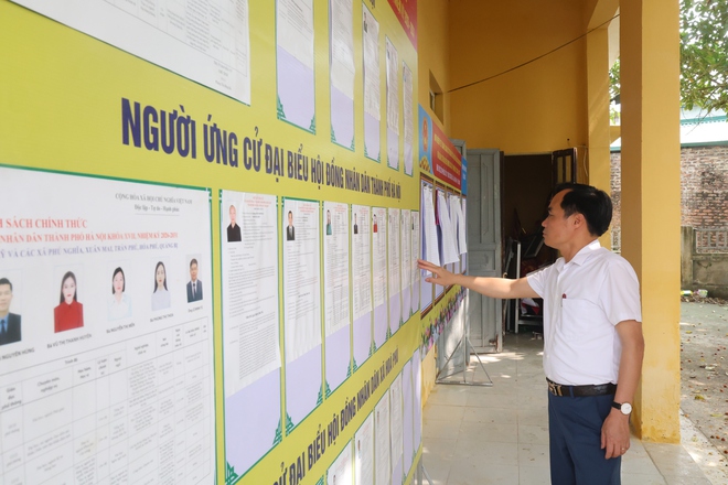 Các đoàn kiểm tra công tác chuẩn bị bầu cử tại các khu vực bầu cử trên địa bàn xã Hòa Phú- Ảnh 2.