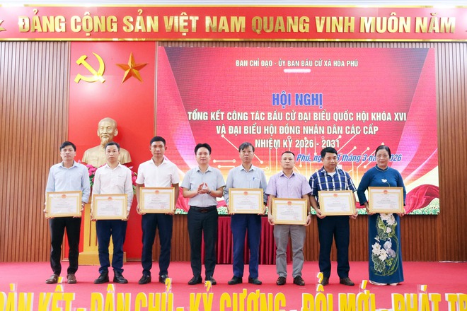 Xã Hòa Phú: Tổng kết công tác bầu cử đại biểu Quốc hội khóa XVI và đại biểu HĐND các cấp, nhiệm kỳ 2026 -2031.- Ảnh 22.