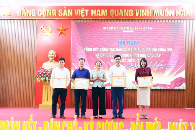 Xã Hòa Phú: Tổng kết công tác bầu cử đại biểu Quốc hội khóa XVI và đại biểu HĐND các cấp, nhiệm kỳ 2026 -2031.- Ảnh 24.