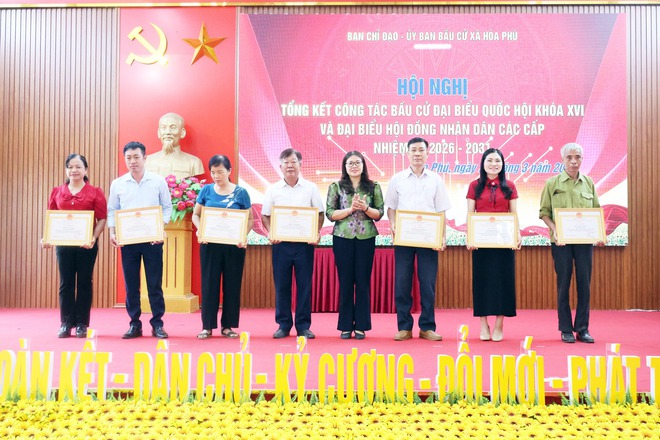 Xã Hòa Phú: Tổng kết công tác bầu cử đại biểu Quốc hội khóa XVI và đại biểu HĐND các cấp, nhiệm kỳ 2026 -2031.- Ảnh 25.