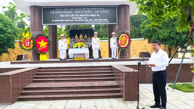 Hà Đông: Tổ chức lễ an táng, truy điệu hài cốt liệt sĩ Nguyễn Ngọc Ái trang nghiêm, xúc động- Ảnh 1.