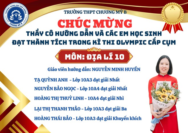 Tuyên dương các thầy cô giáo và học sinh đạt thành tích xuất sắc tại Kỳ thi Olympic Cụm trường THPT- Ảnh 1.
